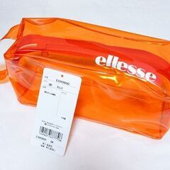 【ちょっと訳アリ】エレッセ透明ポーチ🅱️小物収納／クリアオレンジ♻️ほぼ新品の画像