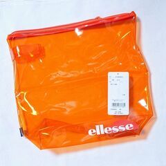 夏のレジャーに🏖️エレッセ透明ポーチ🅰️大きめサイズ／クリアオレンジ♻️ほぼ新品の画像