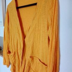 LOVERS'LANE カラシ色コットンカーディガン　古着の画像