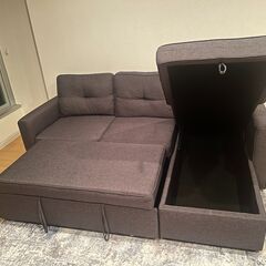 ３人掛けソファ　収納付き、ソファベッドタイプの画像