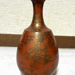 朱色柄　花瓶　鉄製