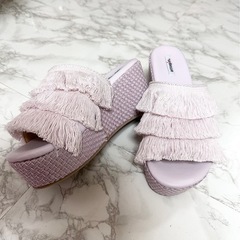 🤍新品　厚底　フリンジサンダル　パープルの画像