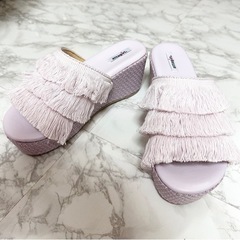 🤍新品　厚底　フリンジサンダル　パープル