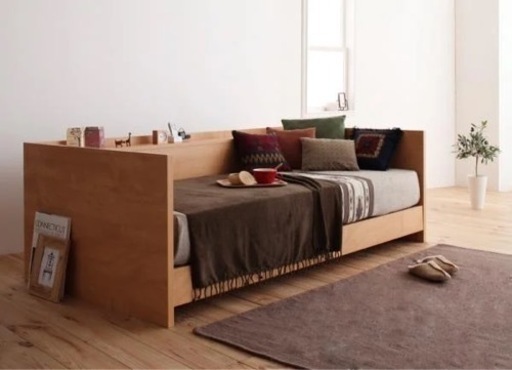 北欧デザイン シングルベッド+シモンズ　マットレス  ウッド  コンセント付き