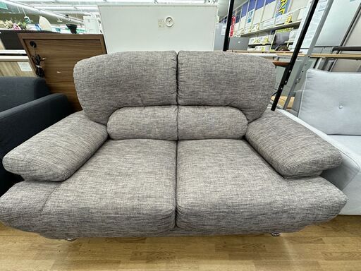 【ドリーム川西店御来店限定】  2Pソファ グレー H900×W1500×D800 クリーニング済み 【2001252255600209】