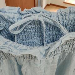 水色無地 ロングワンピース Mサイズの画像