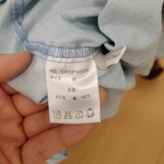 水色無地 ロングワンピース Mサイズの画像