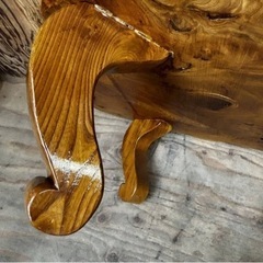 s0703601 テーブル 花 観賞用 インテリア 木製 飾りテーブル ちゃぶ台 一枚板 家具 ローテーブル 座敷机 和家具 天然木 原木 中古品の画像