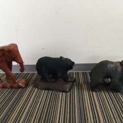 ○【0円あげます！】動物の置き物まとめ売り 熊 象 オブジェ 置き物 インテリア 雑貨 木彫り 和室 小物 (NF240706)Zi-494-10の画像