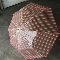 【0円！】傘　赤いシマシマ