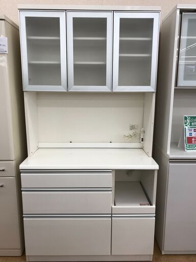 ★ジモティ割あり★  食器棚 ホワイト H201×W105×D51 クリーニング済み KJ5531