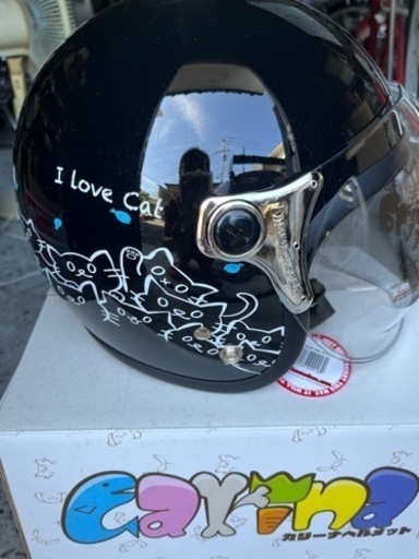 お話中新品バイク用ヘルメット　黒ネコ柄❗️