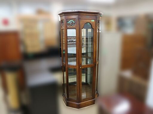 キャビネット/飾り棚  ステンド装飾有り 中古