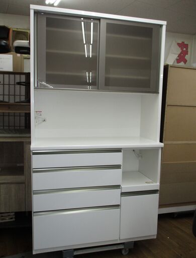 R424 高級 松田家具キッチンボード、食器棚、幅118cm Used・美品