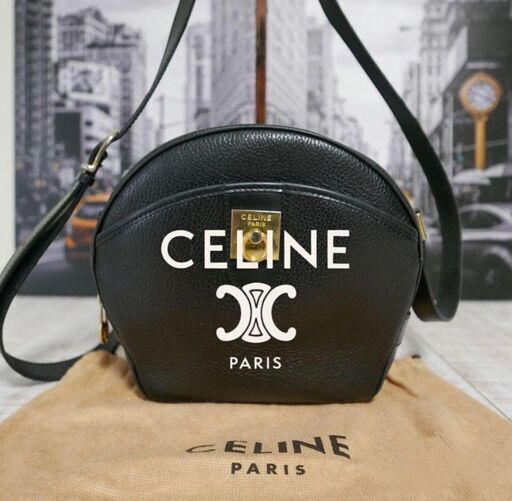 ✨美品✨ セリーヌ ショルダーバッグ ガンチーに ゴールド金具 丸型