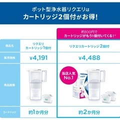 【新品】浄水器BRITA リクエリ カートリッジ2個付 ろ過水容量1.15L (全容量2.2L)の画像
