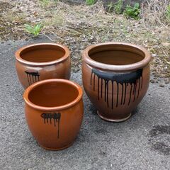 大きめの 水瓶 漬け物 梅干し 瓶 傘立て ヒビ無し 3個まとめて
