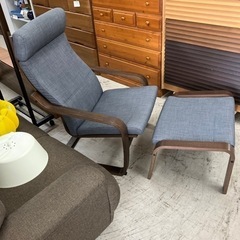 O2407-142  IKEA イケア POANG パーソナルチェア&オットマン付 1人用ソファ バラ売り不可 キズ汚れ有りの画像