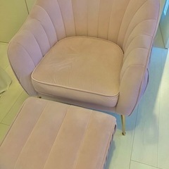 Altrobene 1人掛け ソファー オットマン付き  ソファ  ピンクの画像