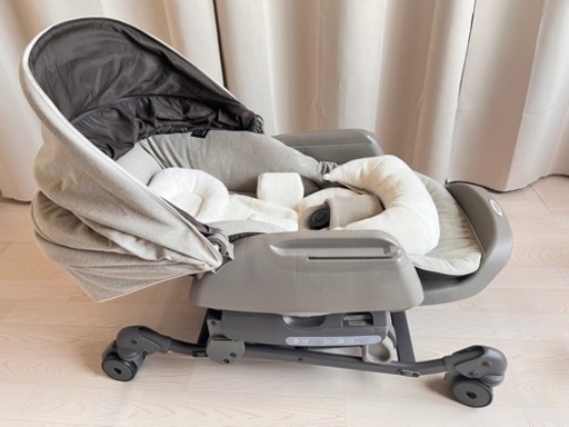 【美品】コンビ ホワイトレーベル ハイローチェアー ネムリラ AUTO SWING BEDi ドーム EG ヘーゼルベージュ(BE) 0か月~