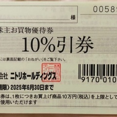 ニトリ 10%割引株主優待券