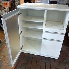 ホワイト ミドルレンジボード キッチン収納 食器棚 幅89.5cm 高さ110.5cm 札幌市東区 新道東店 ホワイト ミドルレンジボード キッチン収納 食器棚 幅89.5cm 高