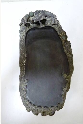 ①　端渓硯　すずり　習字道具　大型　書道具　骨董品　中国　古美術　時代　古硯　たんけい　tankei