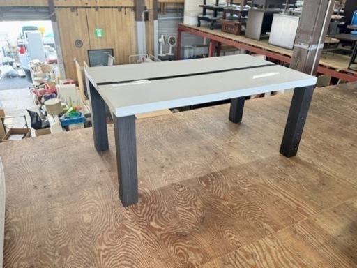 ?激安‼️ ブラック木目 ライン 幅155cm ダイニングテーブル 正規ブランド UV塗装 光沢 鏡面 木製 ホワイト天板 ブラック木