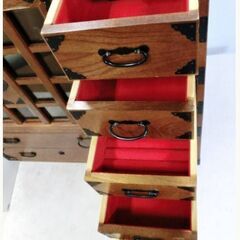 木製 棚 小物入れ 箪笥 整理棚 格子 飾り金具 レトロ 古道具 当時物 