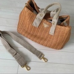定価20万 PRADA ラフィア かごバッグ 2way  