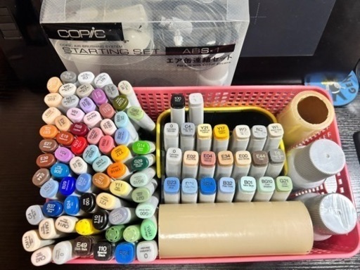 コピックスケッチ他、エアブラシキット、換えガス、マスキングテープおまとめ