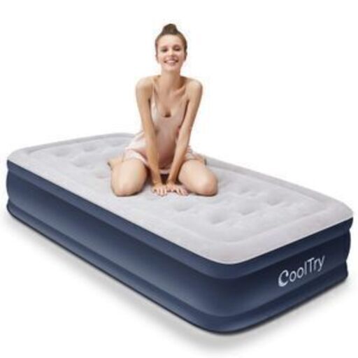 【レガストック川崎本店】CoolTry エアーベッド マットレス シングル サイズ 耐荷重300kg 長さ203×幅99×厚さ46 電動ポンプ内蔵 高反発 極厚 膨脹式 折り畳みベッド 収納袋付き 寝具 マット