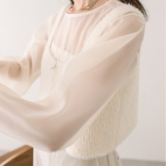 新品未使用_mystic_長袖オーガンジーシアーTシャツ/アイボリーの画像