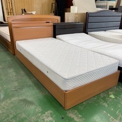 💥激安💥収納付きシングルベッド　マットレス付き　コンセント付き　...