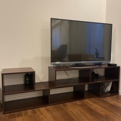 引き取り希望【差し上げます】テレビボード・ダークブラウン