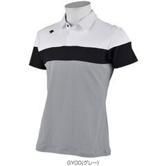 【半袖ポロシャツ】DESCENTE GOLF グレー×白 メンズ Mの画像