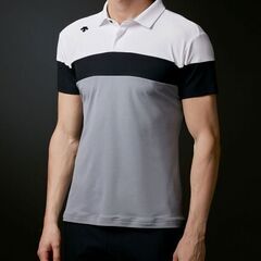 【半袖ポロシャツ】DESCENTE GOLF グレー×白 メンズ M