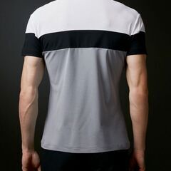 【半袖ポロシャツ】DESCENTE GOLF グレー×白 メンズ Mの画像