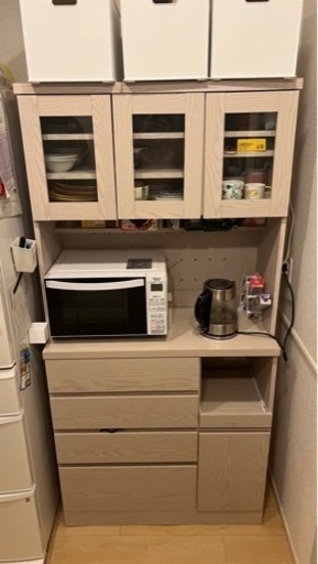 LOWYA(ロウヤ)キッチンボード【90cm】ホワイトウォッシュ