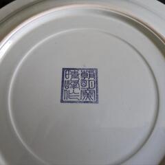 有田焼 染付け皿 大皿 花鳥色絵皿 扇皿揃えの画像