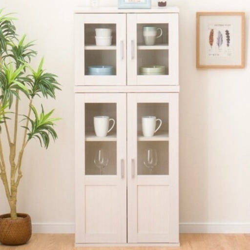 食器棚キャビネット　上下セット(マーレ9060 WW) (マーレ4560 WW)