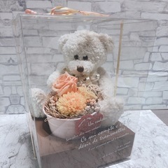 【美品】テディベア　くま　プリザーブドフラワー　ぬいぐるみ　ケー...