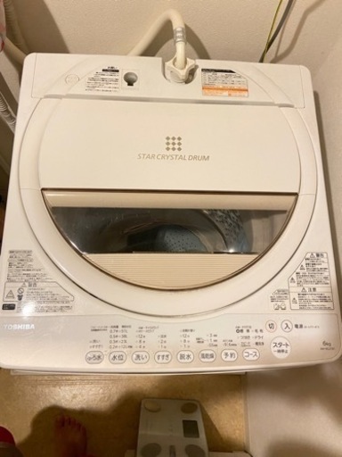 【交渉中】TOSHIBA/東芝 洗濯機 AW-6G2 ホワイト  7月14日まで