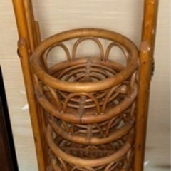 藤 ラタン フラワースタンド 折りたたみ可能 アジアン 昭和レトロの画像