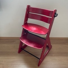 ベビーチェア　ハイチェア　子ども椅子①　ダークレッドの画像