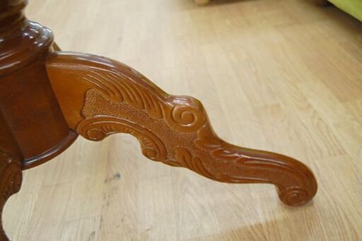 象嵌細工 円形テーブル 直径81×高さ74cm 猫脚 猫足 丸形 円卓 ダイニングテーブル リビングテーブル 札幌市 清田区 平岡