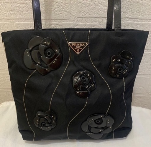 美品★レア！プラダ PRADAフラワーモチーフ ミニトートバッグ　ヴィンテージ商品