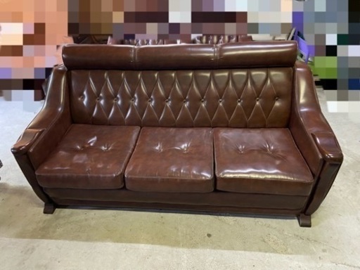 ★値下げしました★家具 ソファ 3人掛けソファ　ブラウン　中古品　昭和レトロ　応接室　