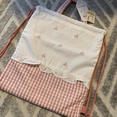 mamaraku さくらんぼ×チェック ナップサック
