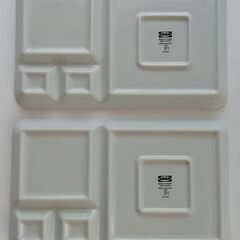 美品  IKEA　プレート 仕切り付き ホワイト ２枚セットの画像